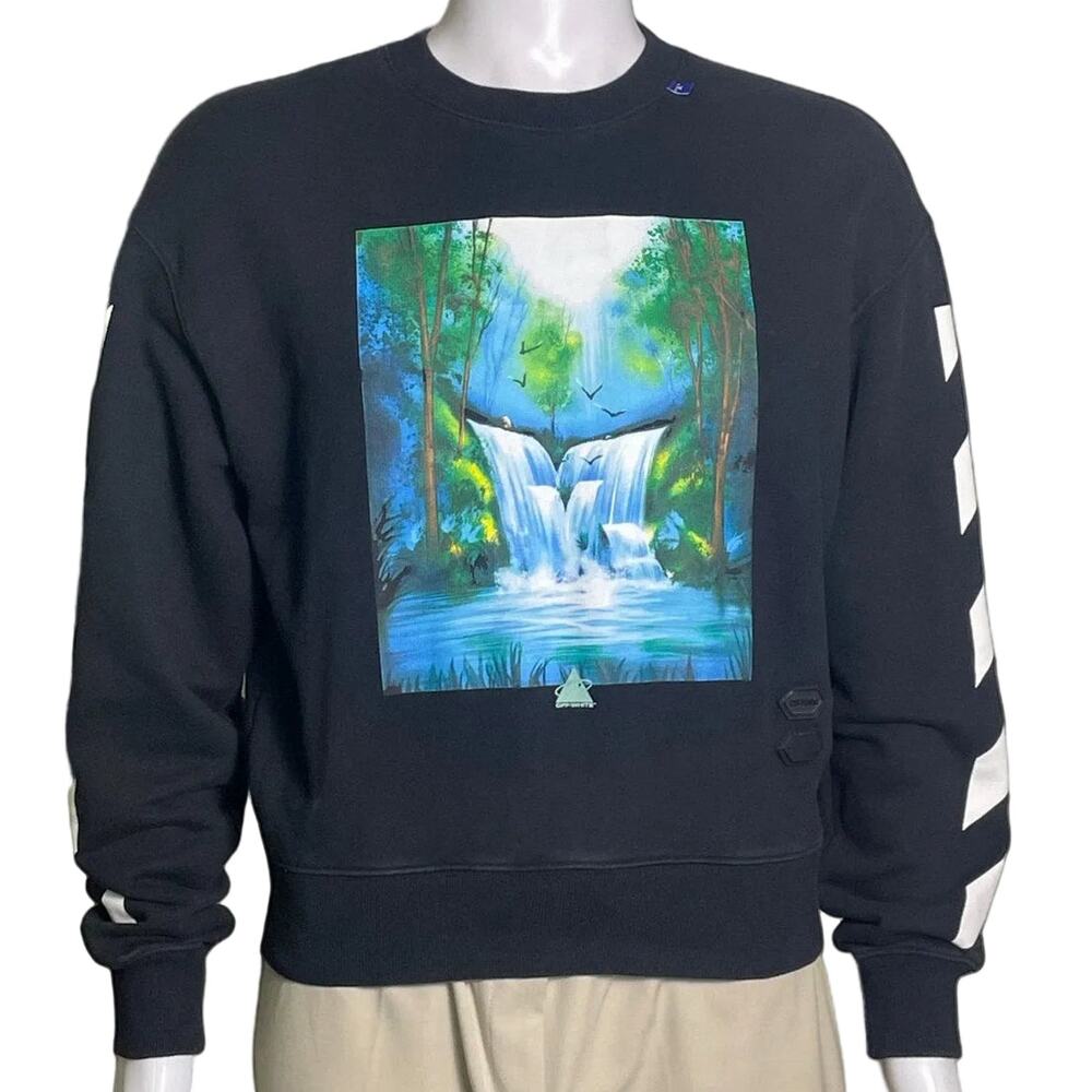 Off-White c/o Virgil Abloh FW19 Waterfall Print Sweatshirt Men's XXS